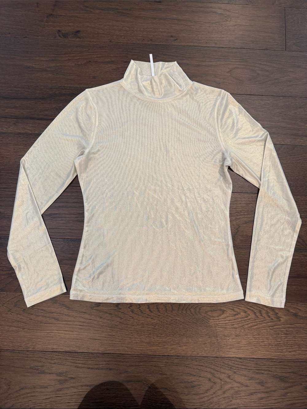 By Anthropologie Gold Sheer Metallic Mock Neck Top Size XS(?) - C27-14